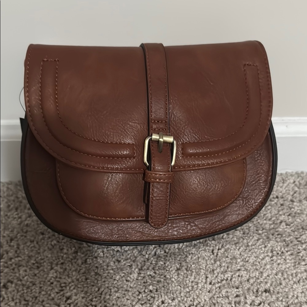 Elegant Brown Vegan Leather Crossbody Bag